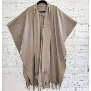 VTG Artilana Mexican 100% Wool Fringe Poncho Scarf Cape Shawl Fall O/S Winter